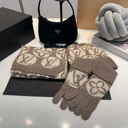 Ensemble Vintage Floral Chapeau Foulard Gants