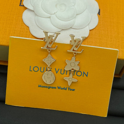 Boucles d'oreilles pendantes en métal floral