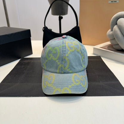Casquette de baseball en jean à lettres brodées de luxe