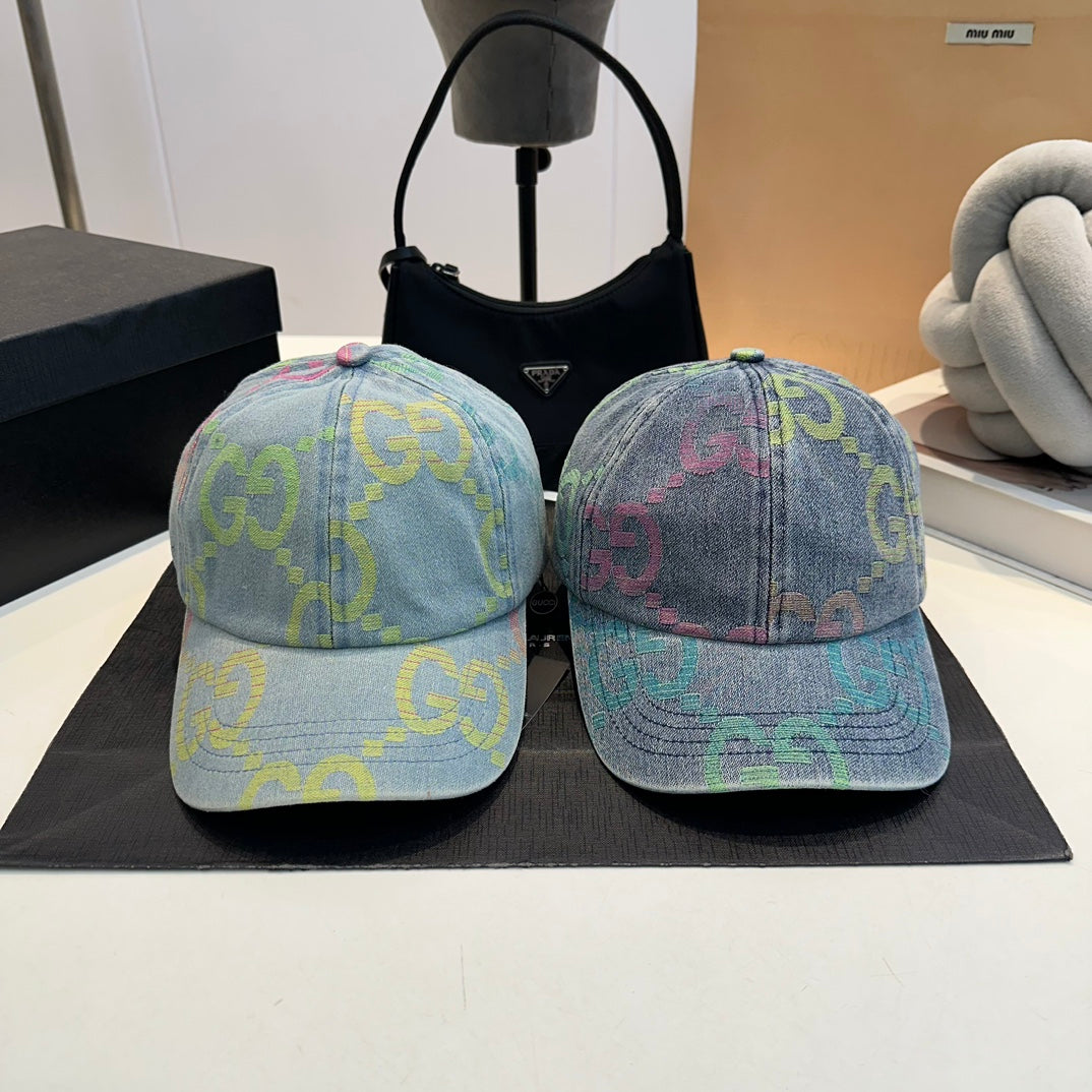 Casquette de baseball en jean à lettres brodées de luxe