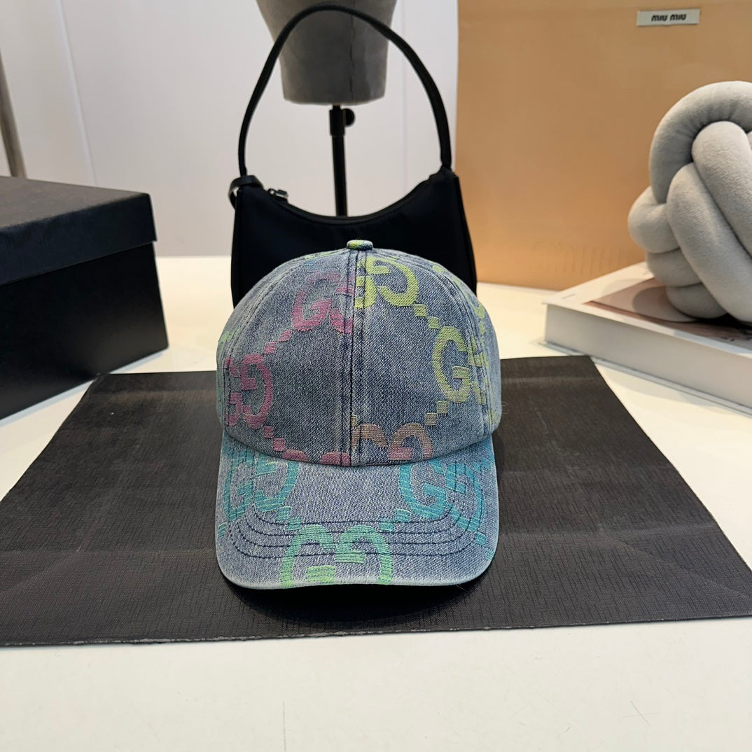 Casquette de baseball en jean à lettres brodées de luxe