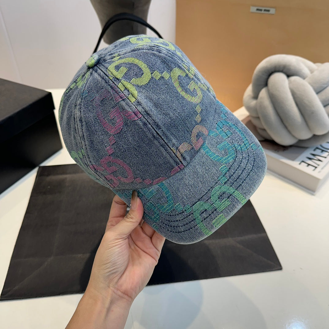 Casquette de baseball en jean à lettres brodées de luxe