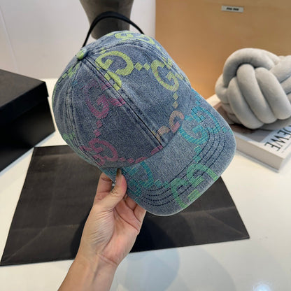 Casquette de baseball en jean à lettres brodées de luxe