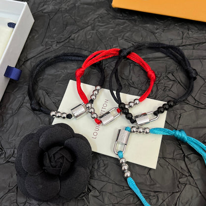 Bracelet perles Silver Lockit cordon polyester