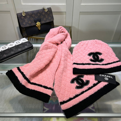 Ensemble élégant bonnet et écharpe en cachemire