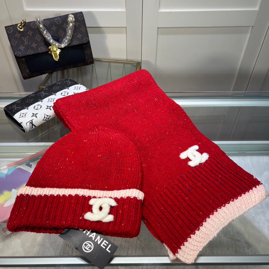 Ensemble Bonnet et Écharpe en Tricot Couleur Pointue