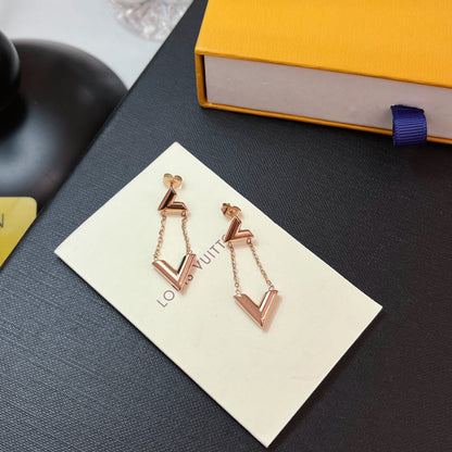 Boucles d'oreilles pendantes 3 couleurs en V