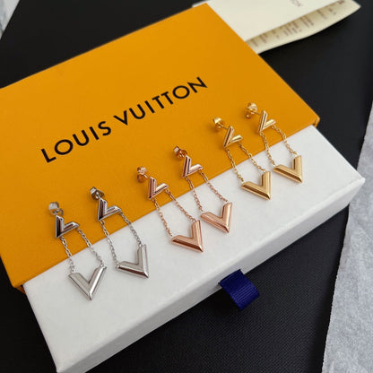Boucles d'oreilles pendantes 3 couleurs en V