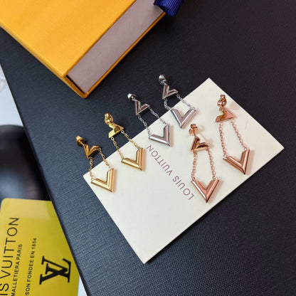 Boucles d'oreilles pendantes 3 couleurs en V