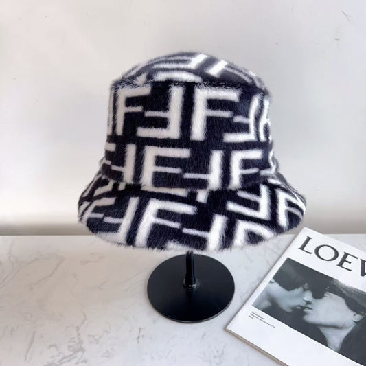 Sombrero de cubo grabado de terciopelo de visón F