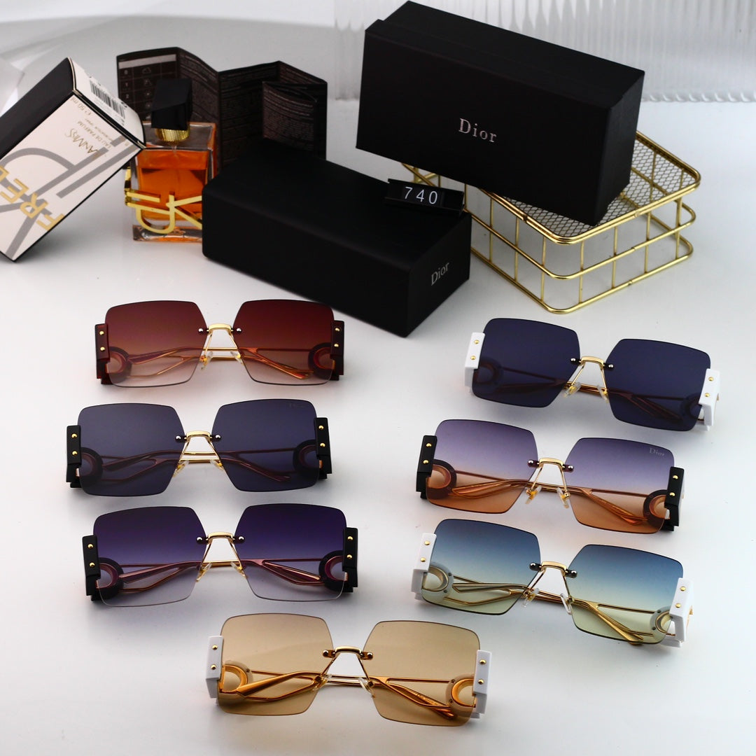 Lunettes de soleil carrées en métal Fashion CD