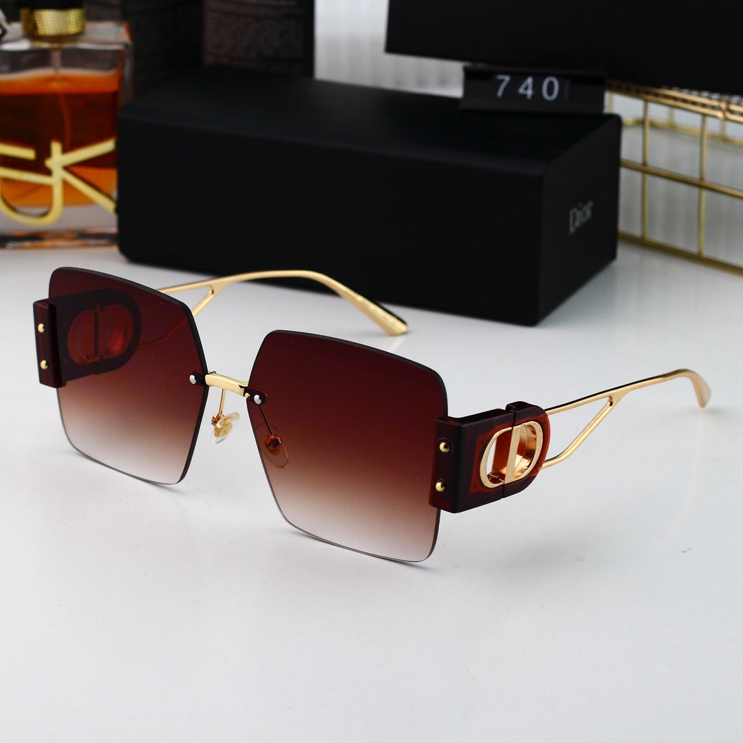 Lunettes de soleil carrées en métal Fashion CD