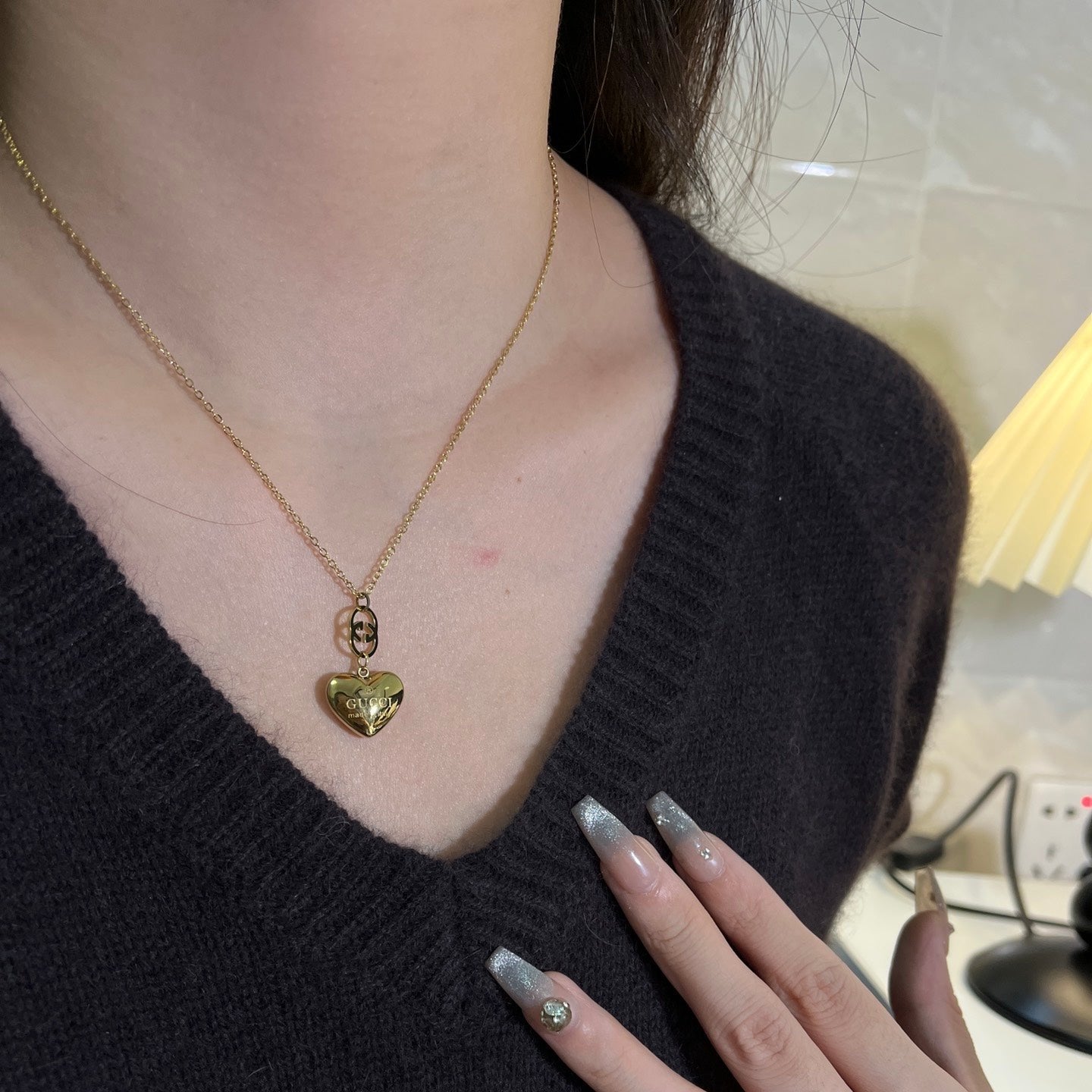 Collier pendentif amour 2 couleurs