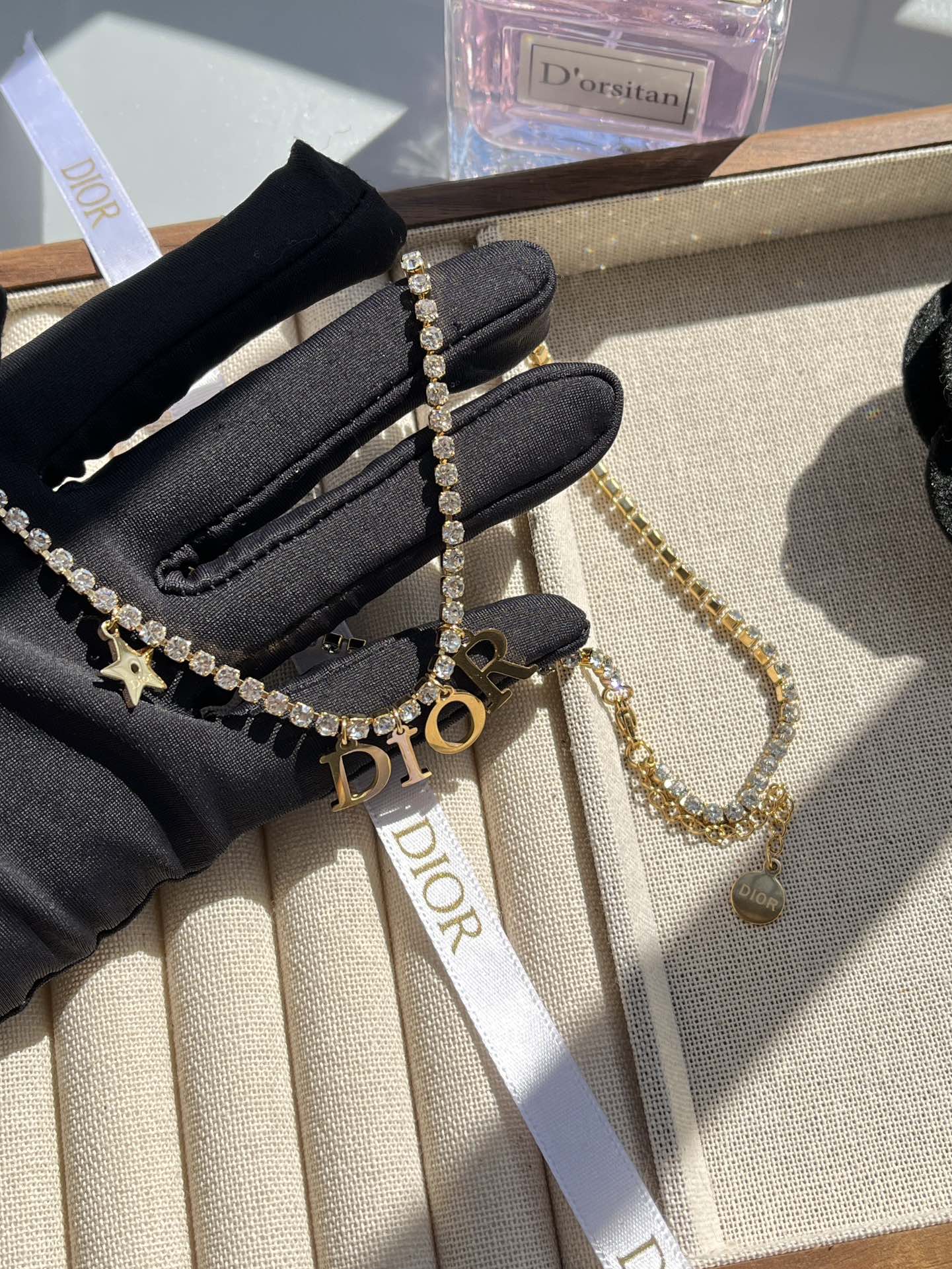 Bracelet et Collier de Breloques Lettres Étoiles en Cristal