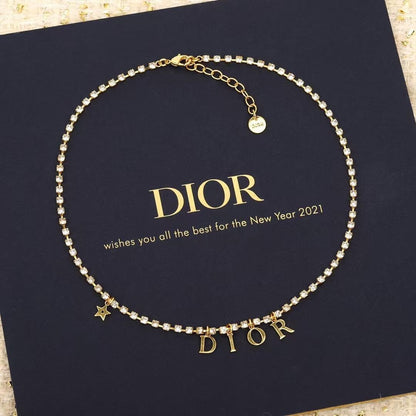Bracelet et Collier de Breloques Lettres Étoiles en Cristal