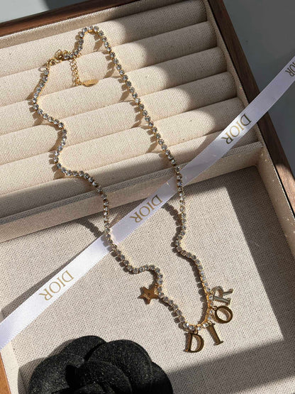 Bracelet et Collier de Breloques Lettres Étoiles en Cristal