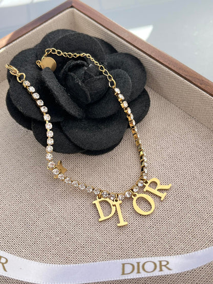 Bracelet et Collier de Breloques Lettres Étoiles en Cristal