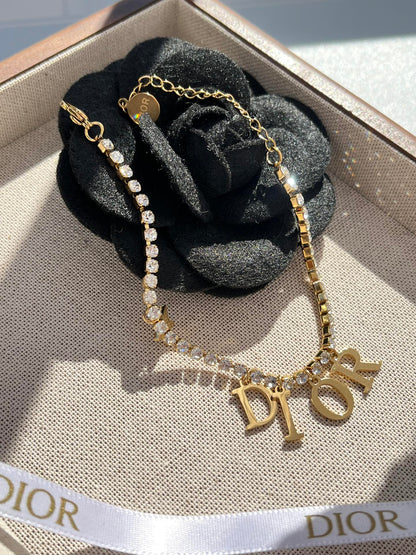 Bracelet et Collier de Breloques Lettres Étoiles en Cristal