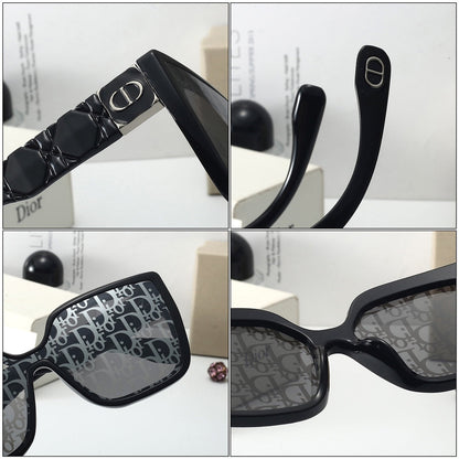 Lunettes de soleil carrées gaufrées vintage pour femmes