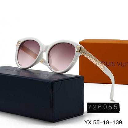 Lunettes de soleil rondes vintage à monture métallique embossée