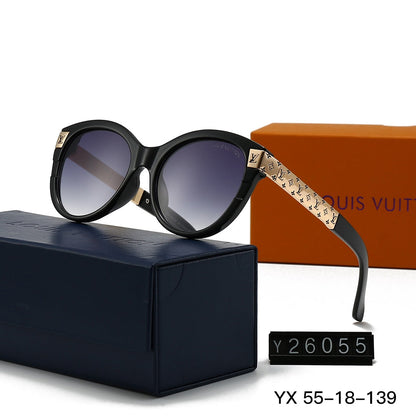 Lunettes de soleil rondes vintage à monture métallique embossée