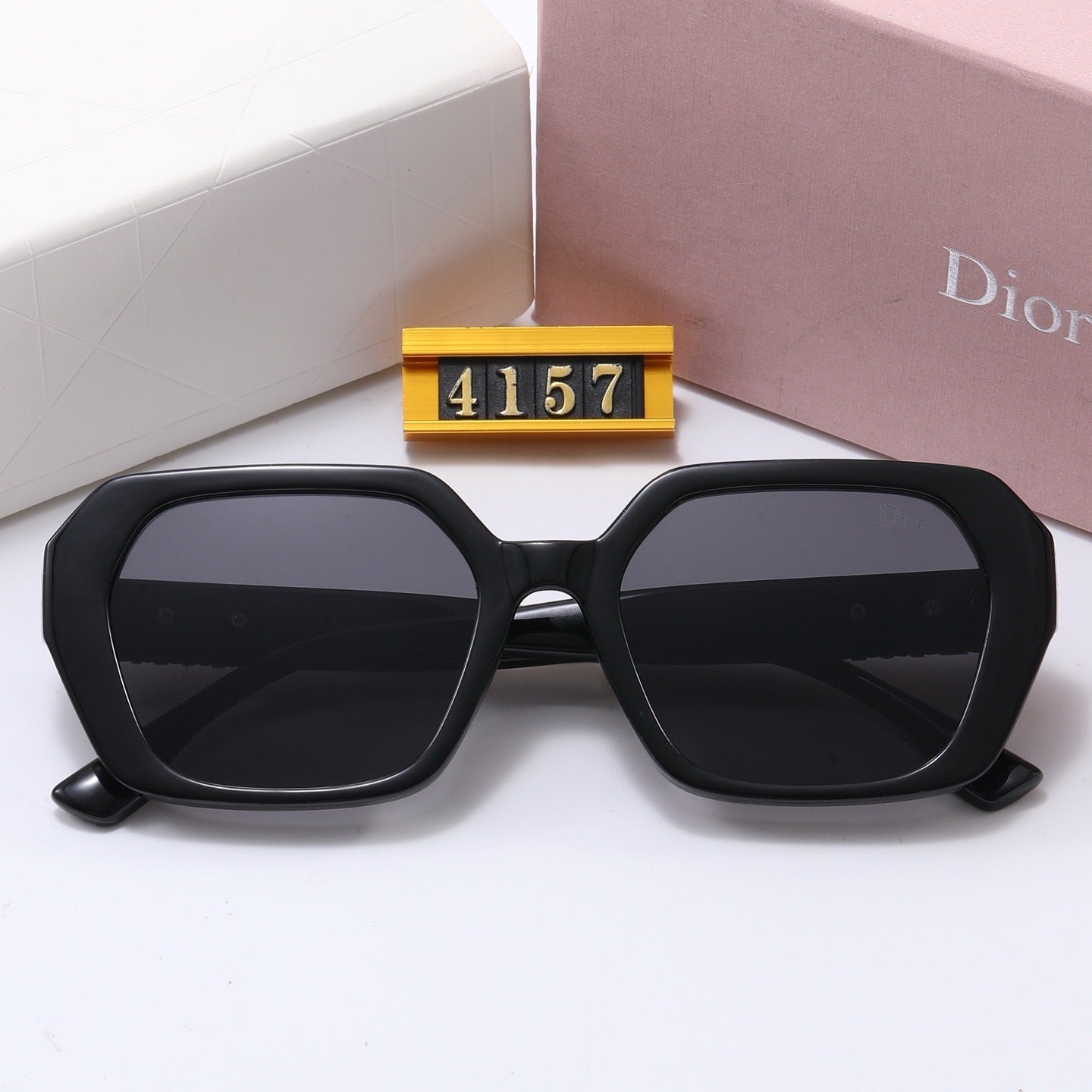 Lunettes de soleil rectangulaires gaufrées vintage