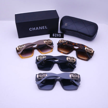 Lunettes de soleil rétro en métal à monture lettrée