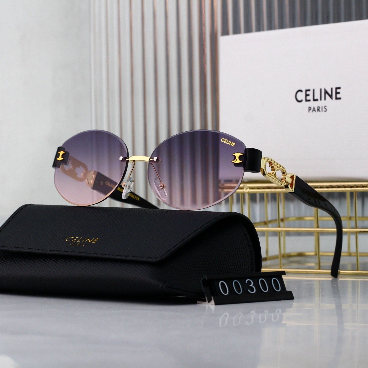 Lunettes de soleil rondes en métal sans monture rétro