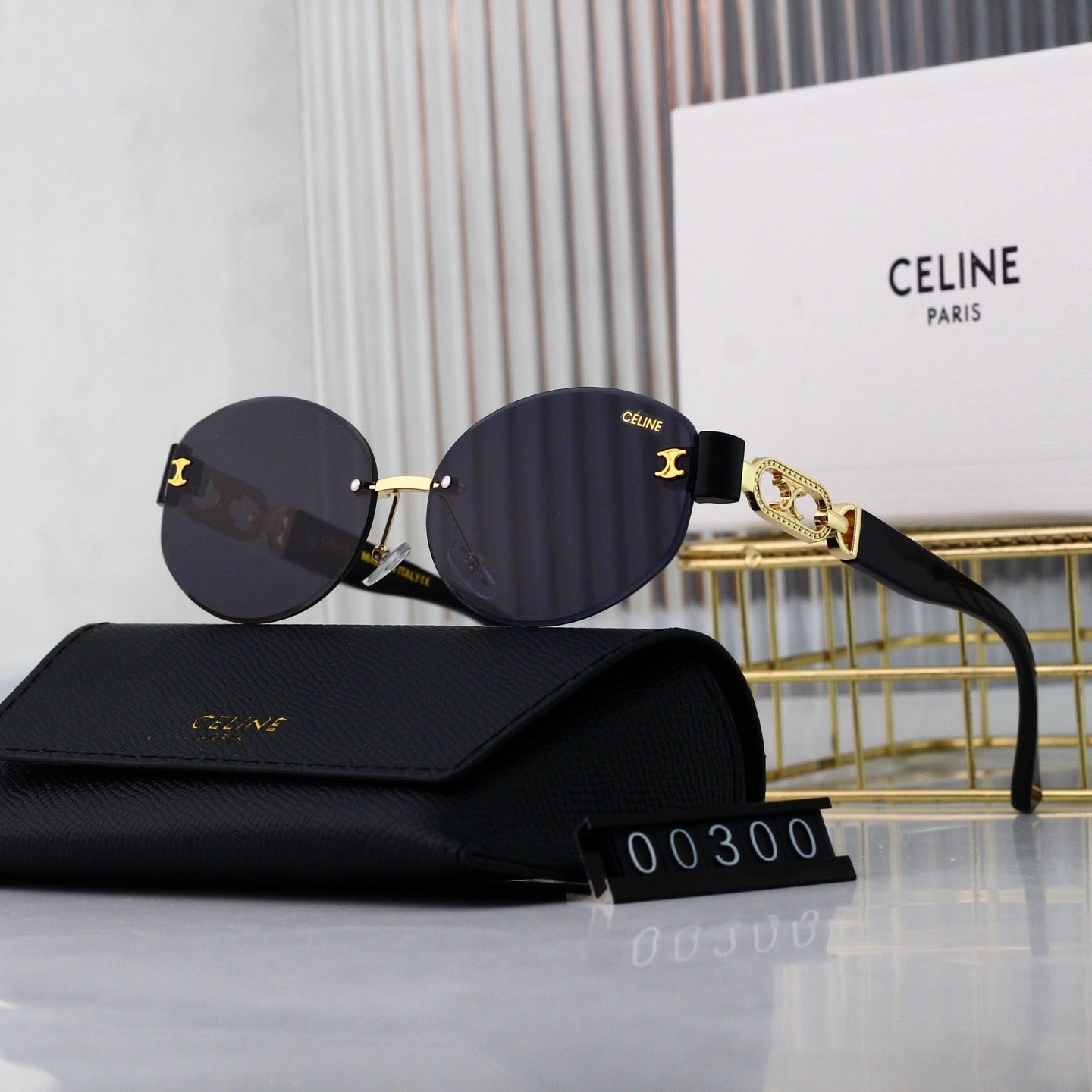 Lunettes de soleil rondes en métal sans monture rétro
