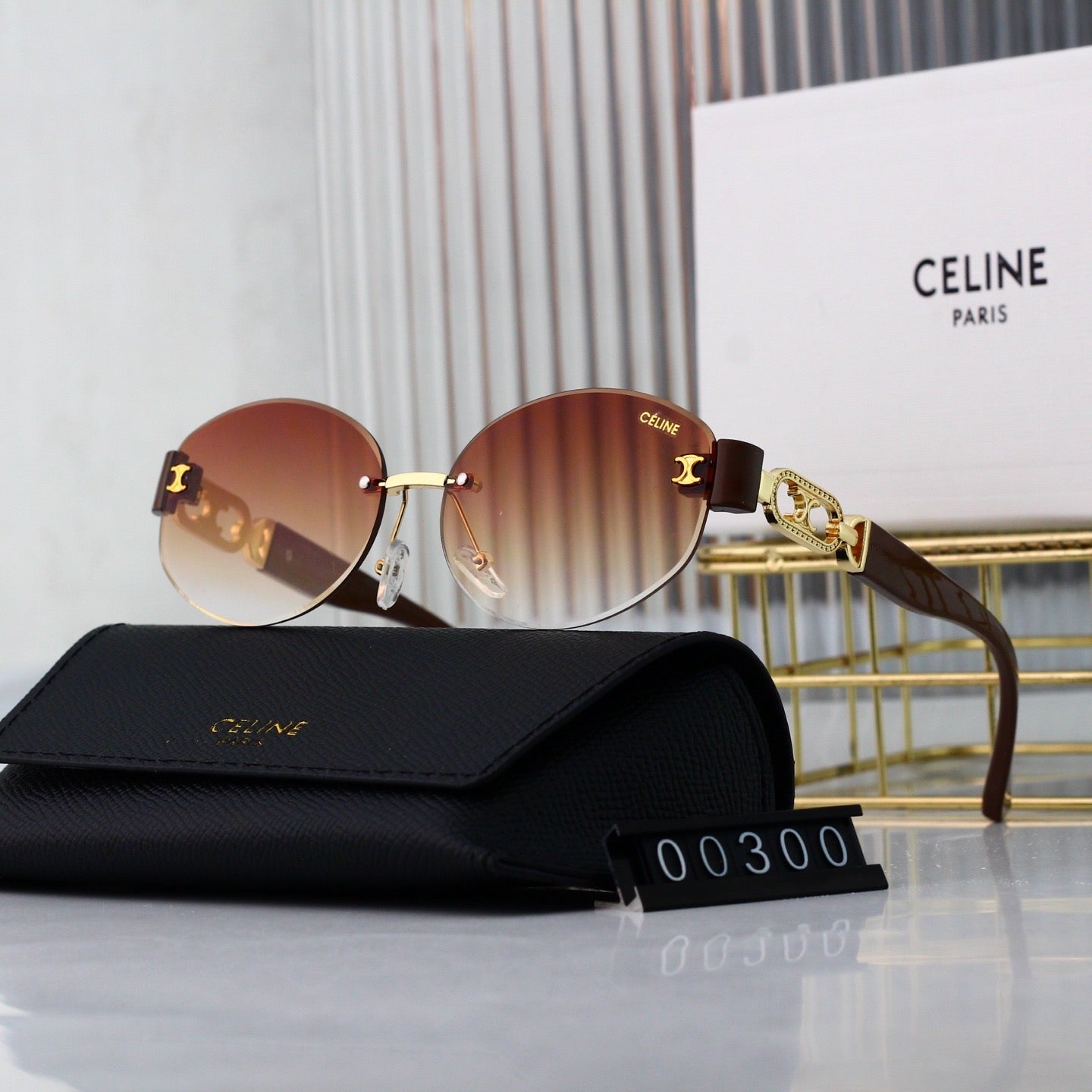 Lunettes de soleil rondes en métal sans monture rétro