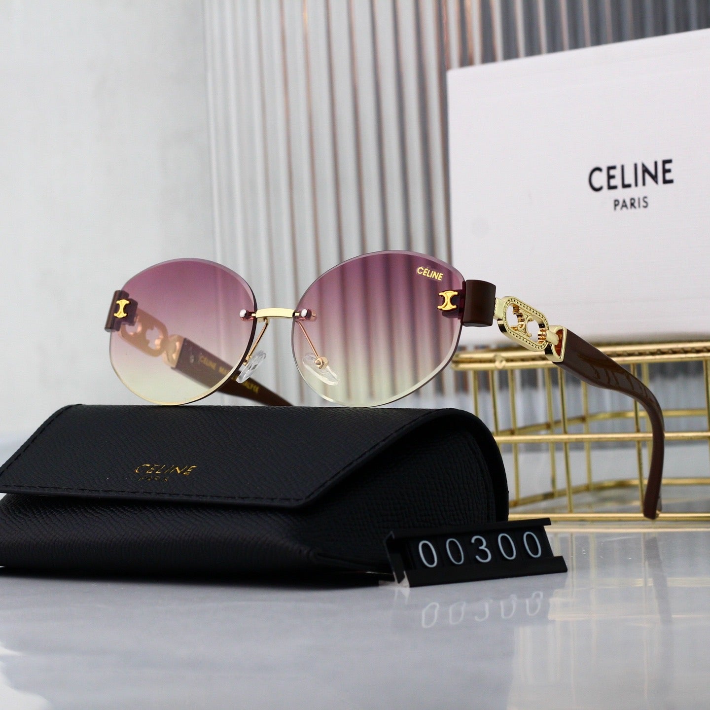 Lunettes de soleil rondes en métal sans monture rétro