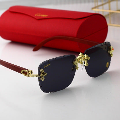 Lunettes de soleil sans monture Croix dorée vintage