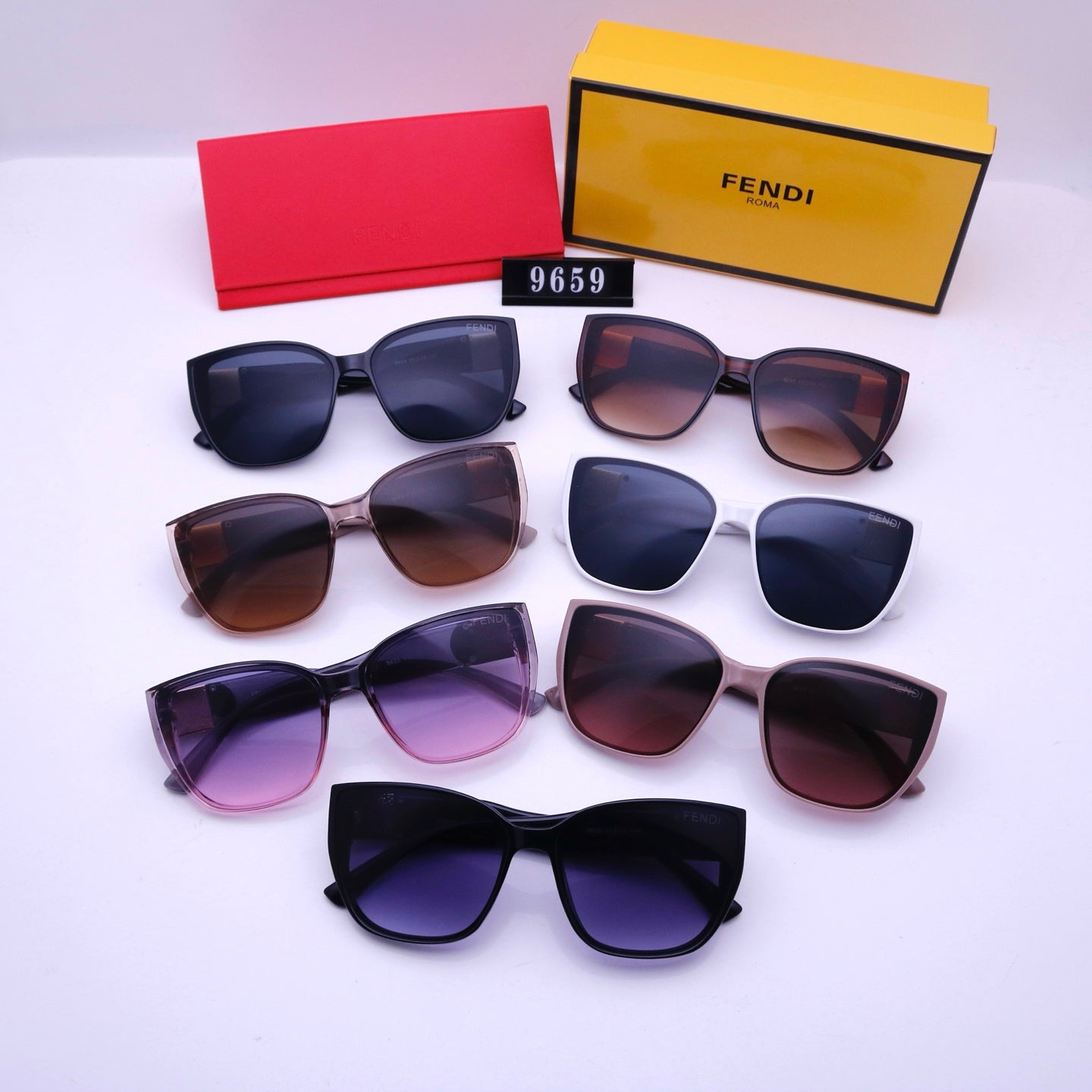 Lunettes de soleil carrées à grande monture vintage F