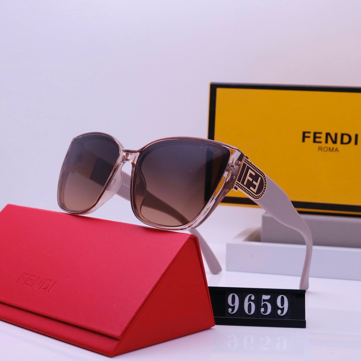 Lunettes de soleil carrées à grande monture vintage F