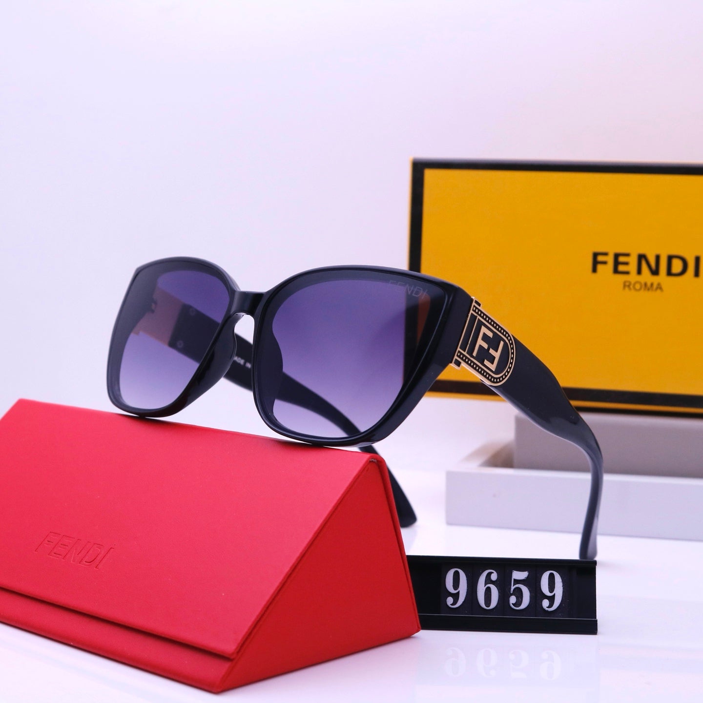 Lunettes de soleil carrées à grande monture vintage F