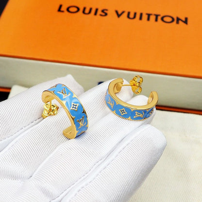 Boucles d'oreilles émaillées monogrammées mode