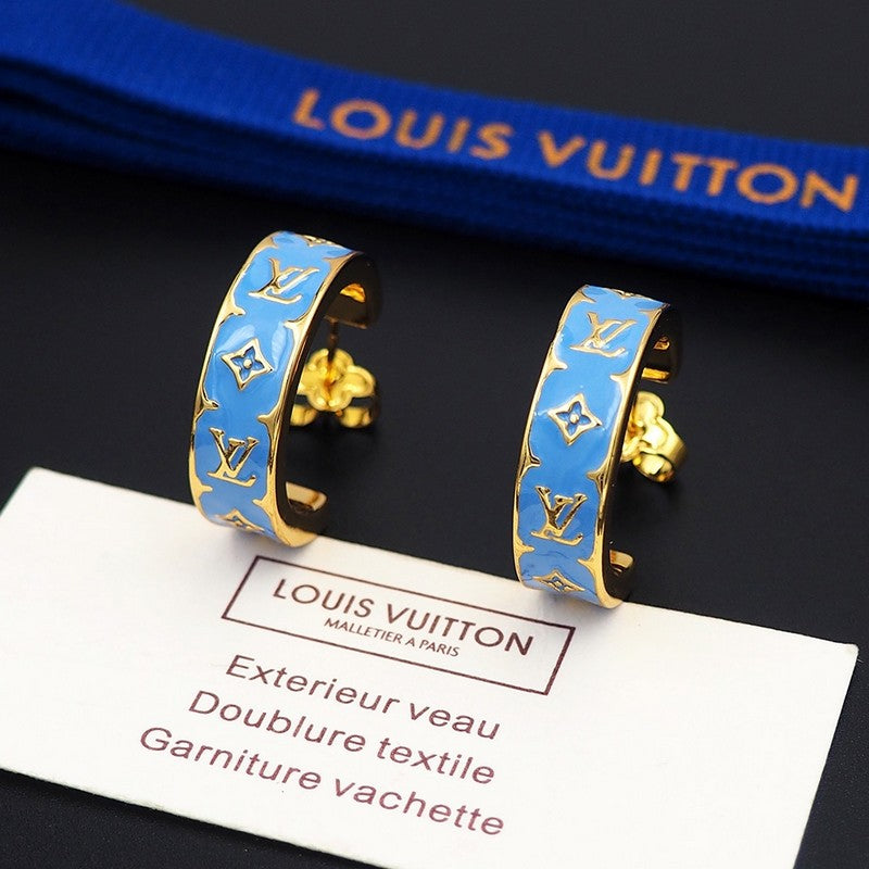 Boucles d'oreilles émaillées monogrammées mode