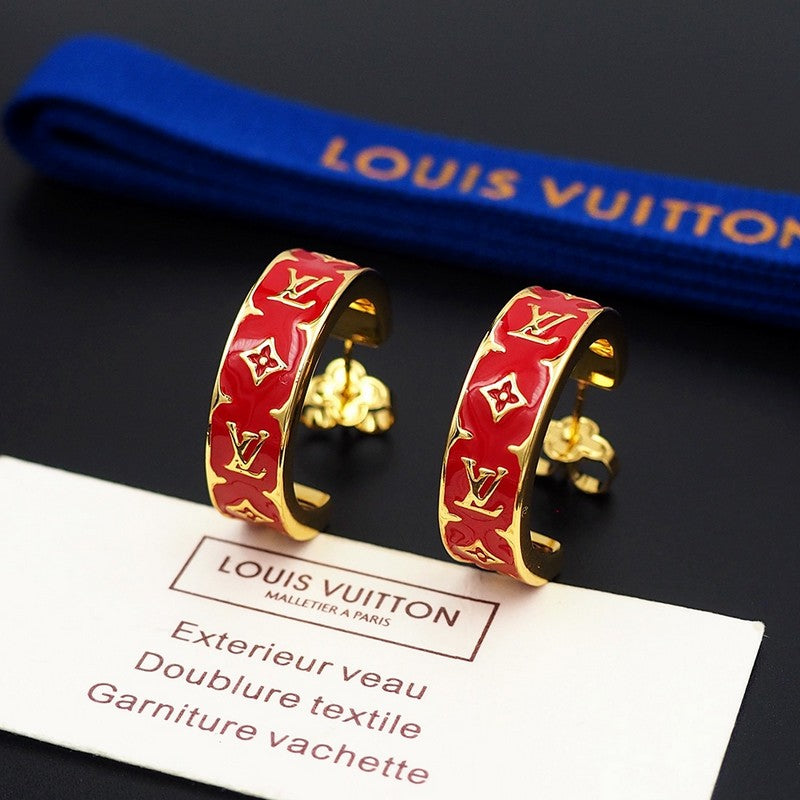 Boucles d'oreilles émaillées monogrammées mode