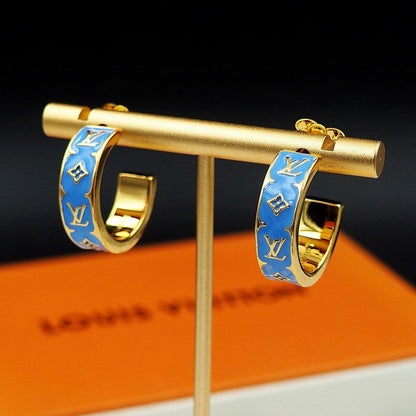 Boucles d'oreilles émaillées monogrammées mode