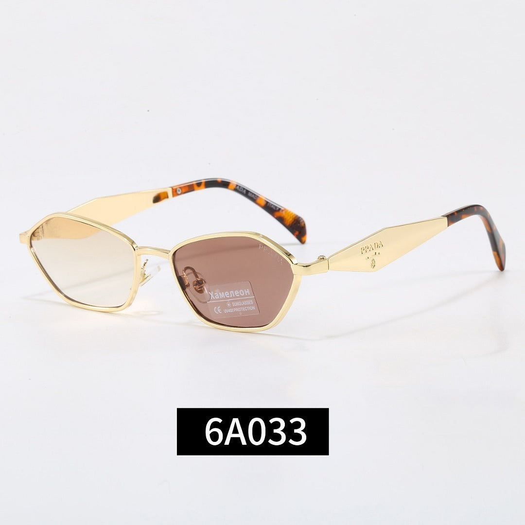 Irregular Metal Frame Sunglasses, Tortoise Temple UV400 Polarized Fashion Shades 6A003