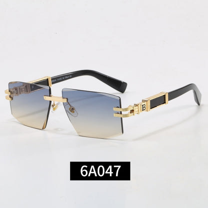 Rimless Geometric Sunglasses, UV400 Polarized Fashion Shades 6A047