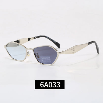 Irregular Metal Frame Sunglasses, Tortoise Temple UV400 Polarized Fashion Shades 6A003