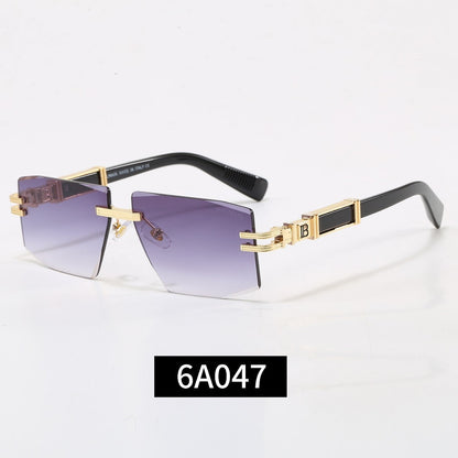 Rimless Geometric Sunglasses, UV400 Polarized Fashion Shades 6A047