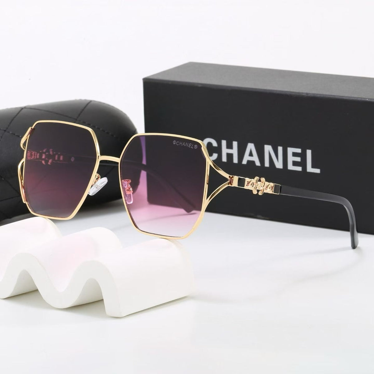 7 Color Hexagon Metal Decor Sunglasses