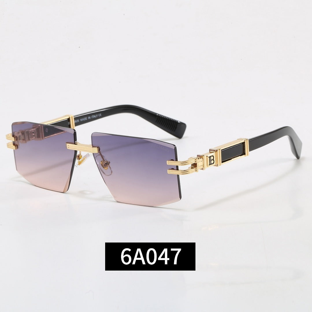 Rimless Geometric Sunglasses, UV400 Polarized Fashion Shades 6A047