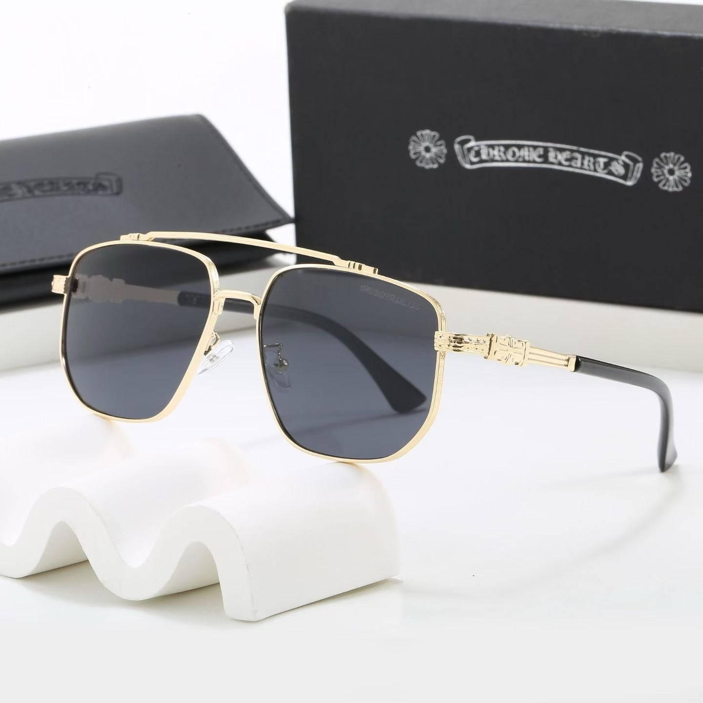 Double Bridge Square Sunglasses, UV400 Polarized Fashion Shades