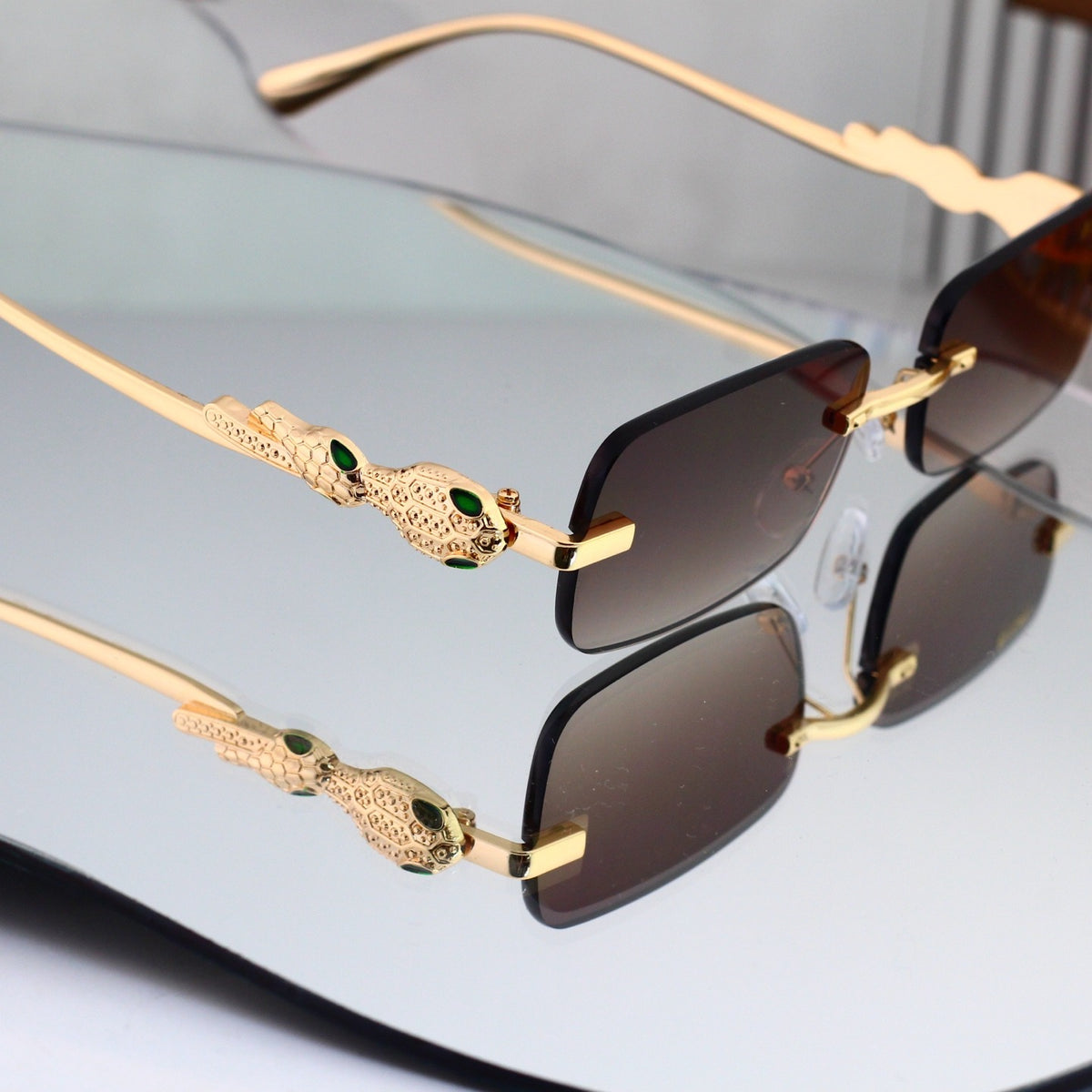 6 Color Rimless Square Serpent Sunglasses 35109
