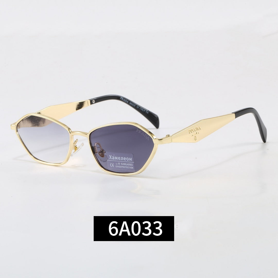 Irregular Metal Frame Sunglasses, Tortoise Temple UV400 Polarized Fashion Shades 6A003