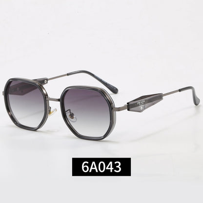 Geometric Metal Frame Sunglasses, Triangle Detail UV400 Polarized Fashion Shades 6A043
