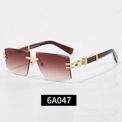 Rimless Geometric Sunglasses, UV400 Polarized Fashion Shades 6A047